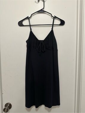 American Eagle charcoal grey Spaghetti Strap Tie-Front Dress
